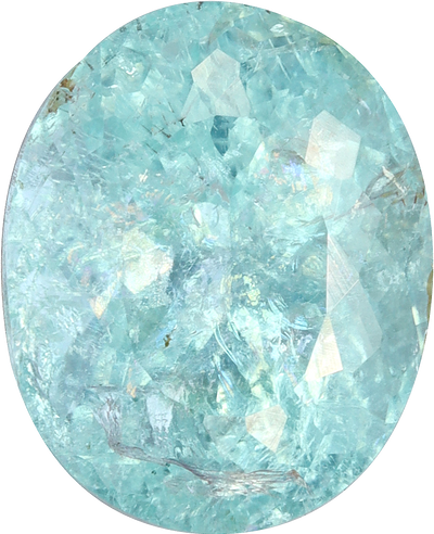 Oval cut paraiba tourmaline, 10.16 by 8.18 mm, shown at actual size