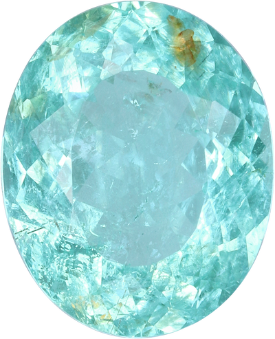 Oval cut paraiba tourmaline, 9.95 by 8.02 mm, shown at actual size