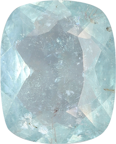 Cushion cut paraiba tourmaline, 11 by 8.8 mm, shown at actual size