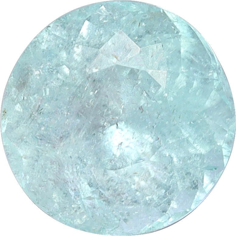 Round cut paraiba tourmaline, 6.58 by 6.64 mm, shown at actual size