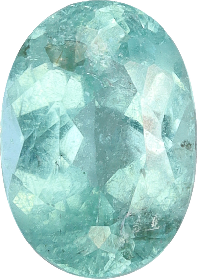 Oval cut paraiba tourmaline, 7.32 by 5.16 mm, shown at actual size