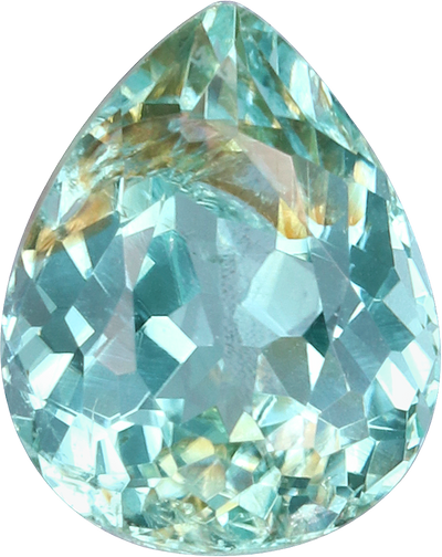 Pear cut paraiba tourmaline, 6.23 by 4.97 mm, shown at actual size