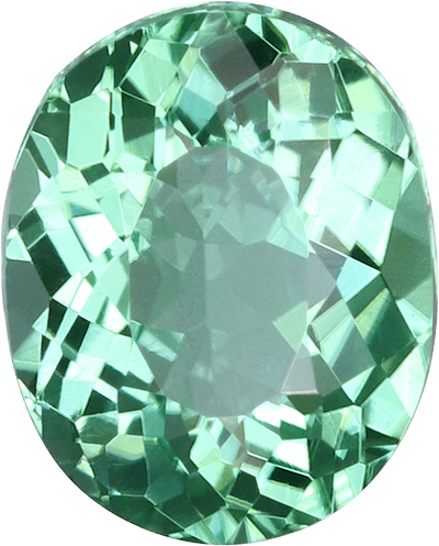 Oval cut paraiba tourmaline, 6.06 by 4.84 mm, shown at actual size