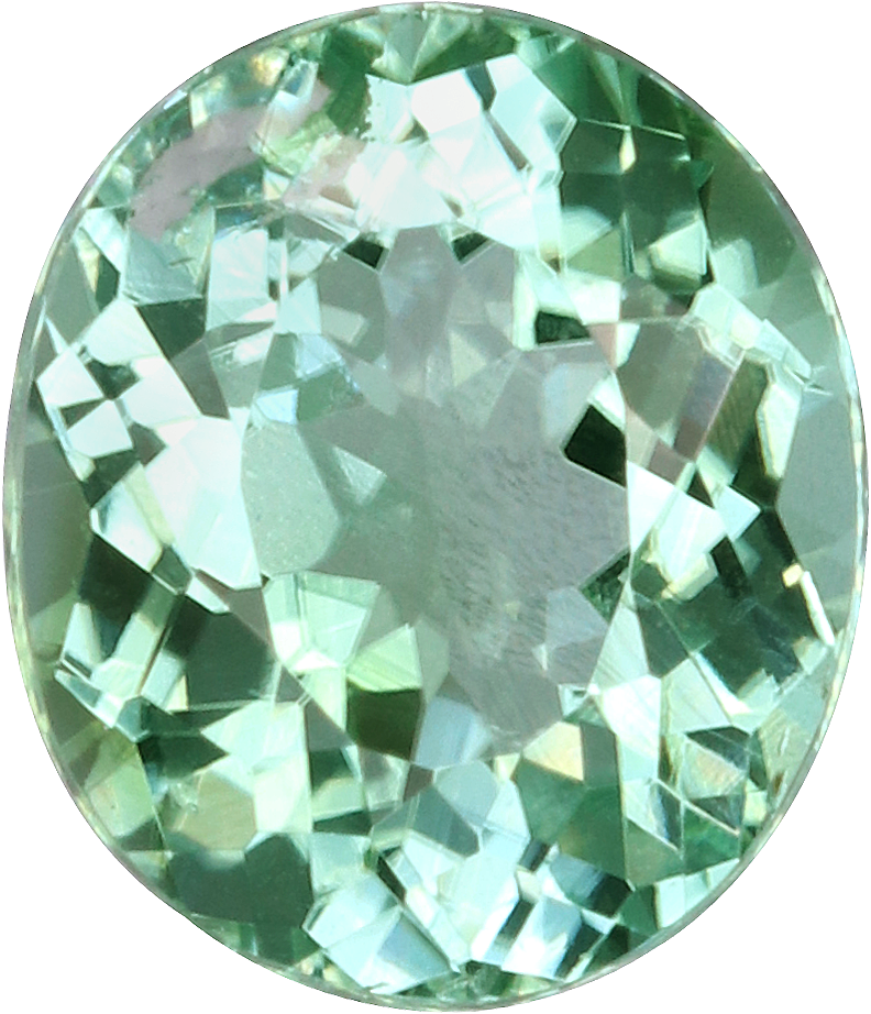Oval cut paraiba tourmaline, 5.8 by 4.99 mm, shown at actual size