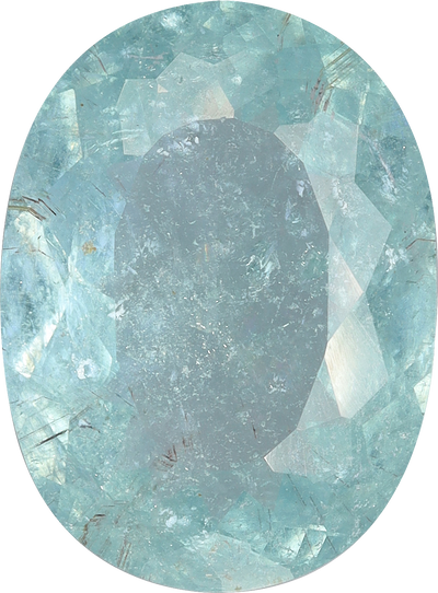 Oval cut paraiba tourmaline, 15.48 by 11.45 mm, shown at actual size