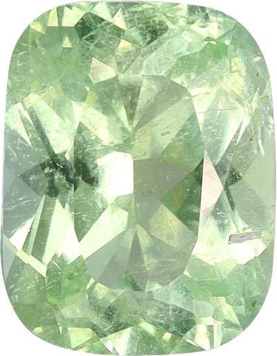 Cushion cut paraiba tourmaline, 9.16 by 7.15 mm, shown at actual size
