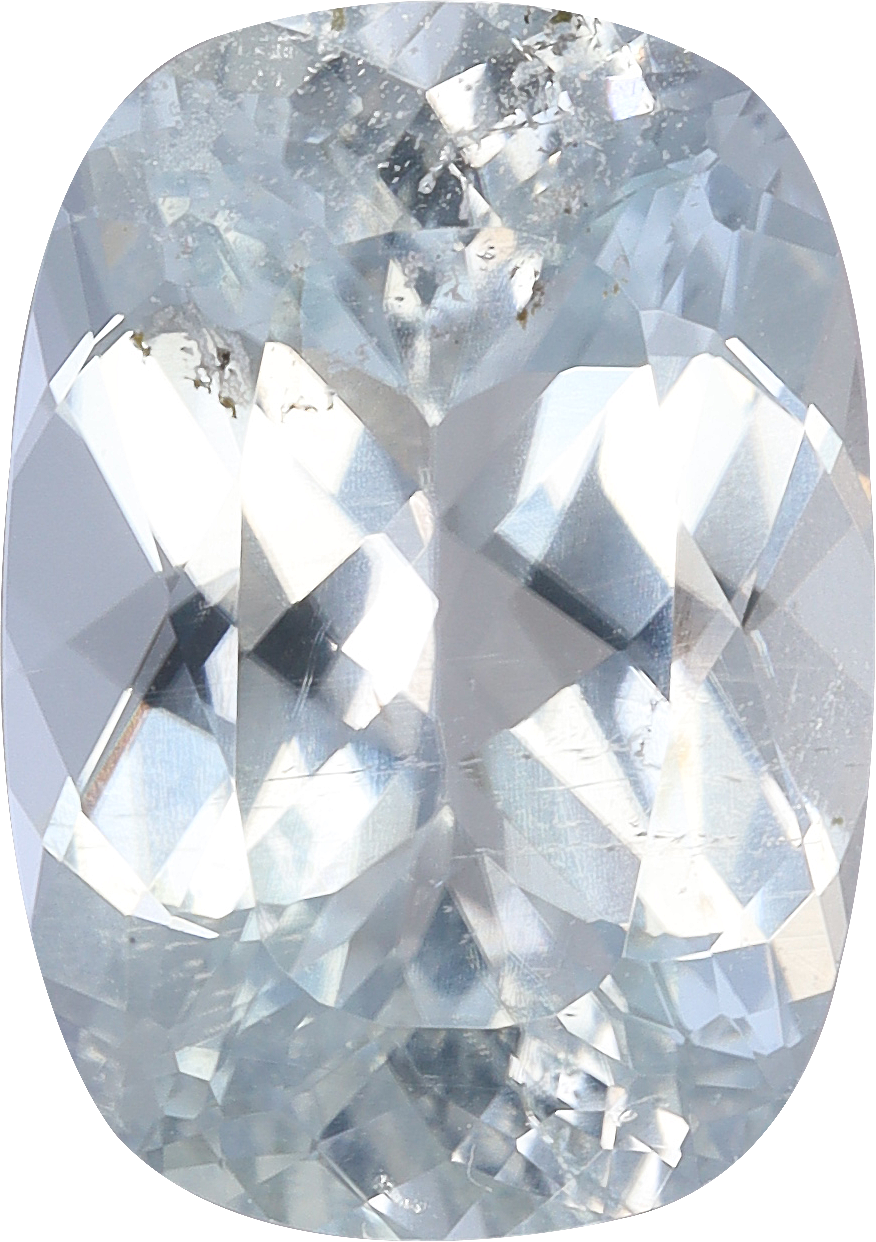 Cushion cut paraiba tourmaline, 11.84 by 8.35 mm, shown at actual size