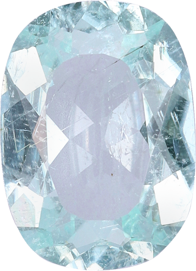 Cushion cut paraiba tourmaline, 9.61 by 6.91 mm, shown at actual size