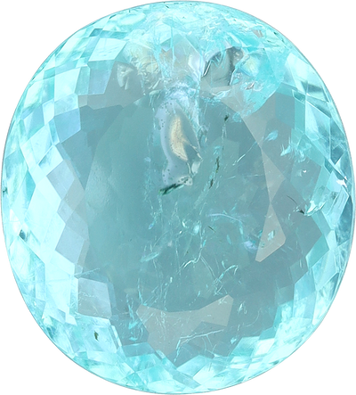 Oval cut paraiba tourmaline, 12.05 by 10.86 mm, shown at actual size