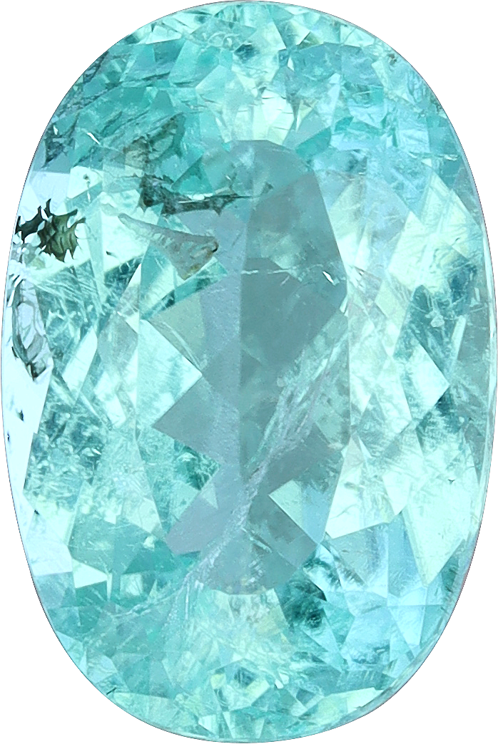 Oval cut paraiba tourmaline, 10.21 by 6.8 mm, shown at actual size