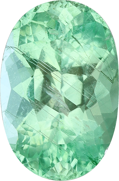 Oval cut paraiba tourmaline, 9.29 by 6.14 mm, shown at actual size