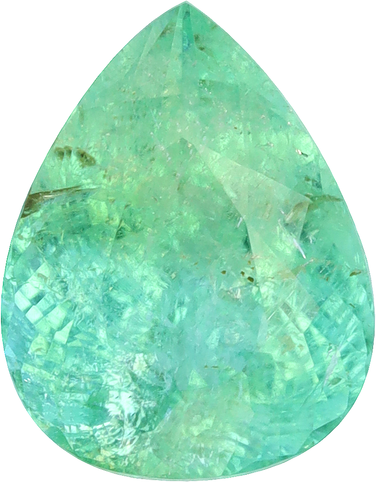 Pear cut paraiba tourmaline, 8.23 by 6.39 mm, shown at actual size