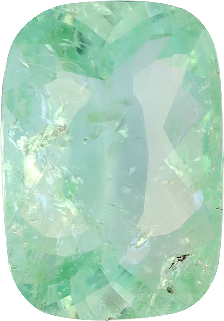 Cushion cut paraiba tourmaline, 8.97 by 6.27 mm, shown at actual size