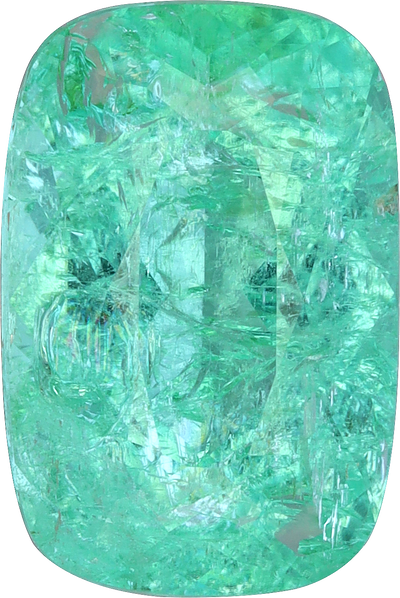 Cushion cut paraiba tourmaline, 12.37 by 8.25 mm, shown at actual size