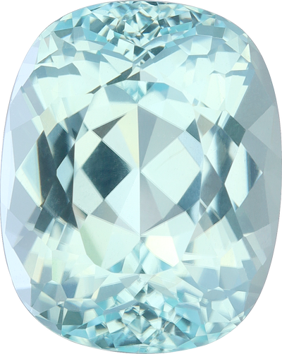 Cushion cut paraiba tourmaline, 12.65 by 10.1 mm, shown at actual size
