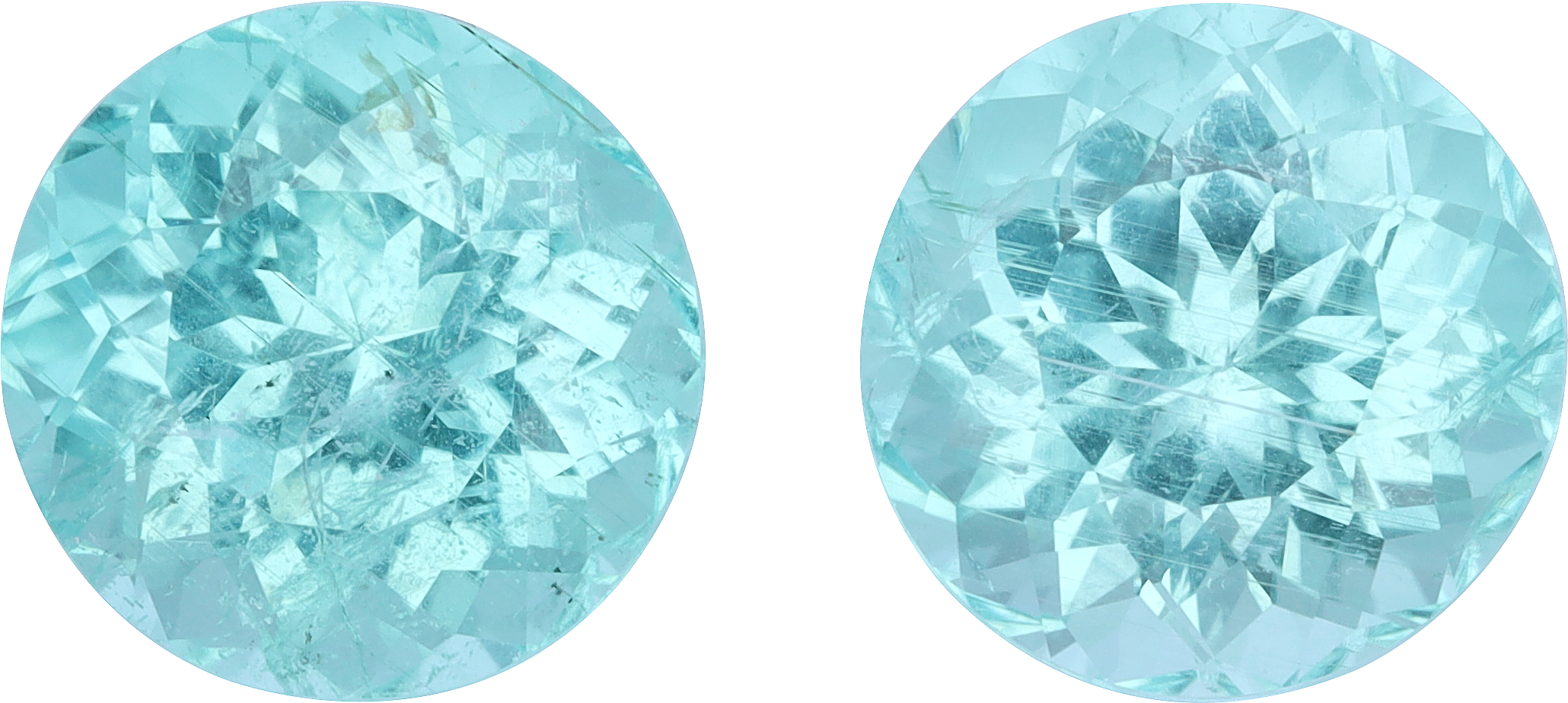 Round cut paraiba tourmaline, 9.08 by 8.94 mm, shown at actual size