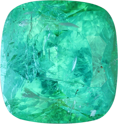 Cushion cut paraiba tourmaline, 12.91 by 12.29 mm, shown at actual size