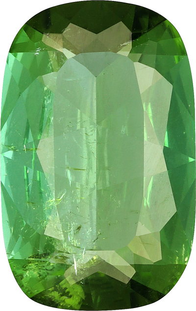 Cushion cut paraiba tourmaline, 12.8 by 8.1 mm, shown at actual size