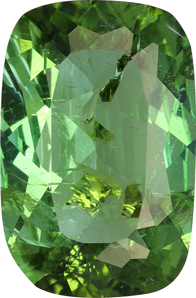 Cushion cut paraiba tourmaline, 12.52 by 8.94 mm, shown at actual size