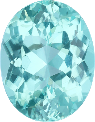 Oval cut paraiba tourmaline, 12.83 by 10 mm, shown at actual size