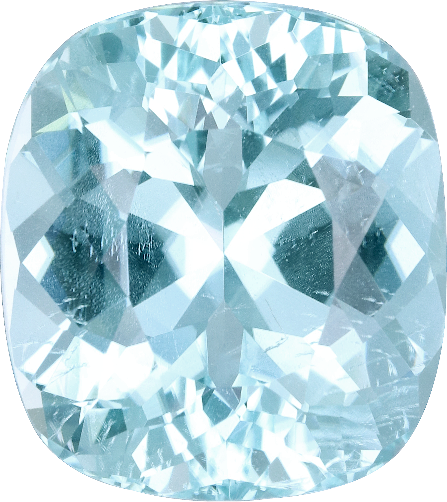 Cushion cut paraiba tourmaline, 14.58 by 12.99 mm, shown at actual size
