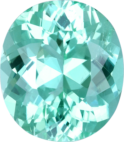 Oval cut paraiba tourmaline, 11.59 by 10.15 mm, shown at actual size