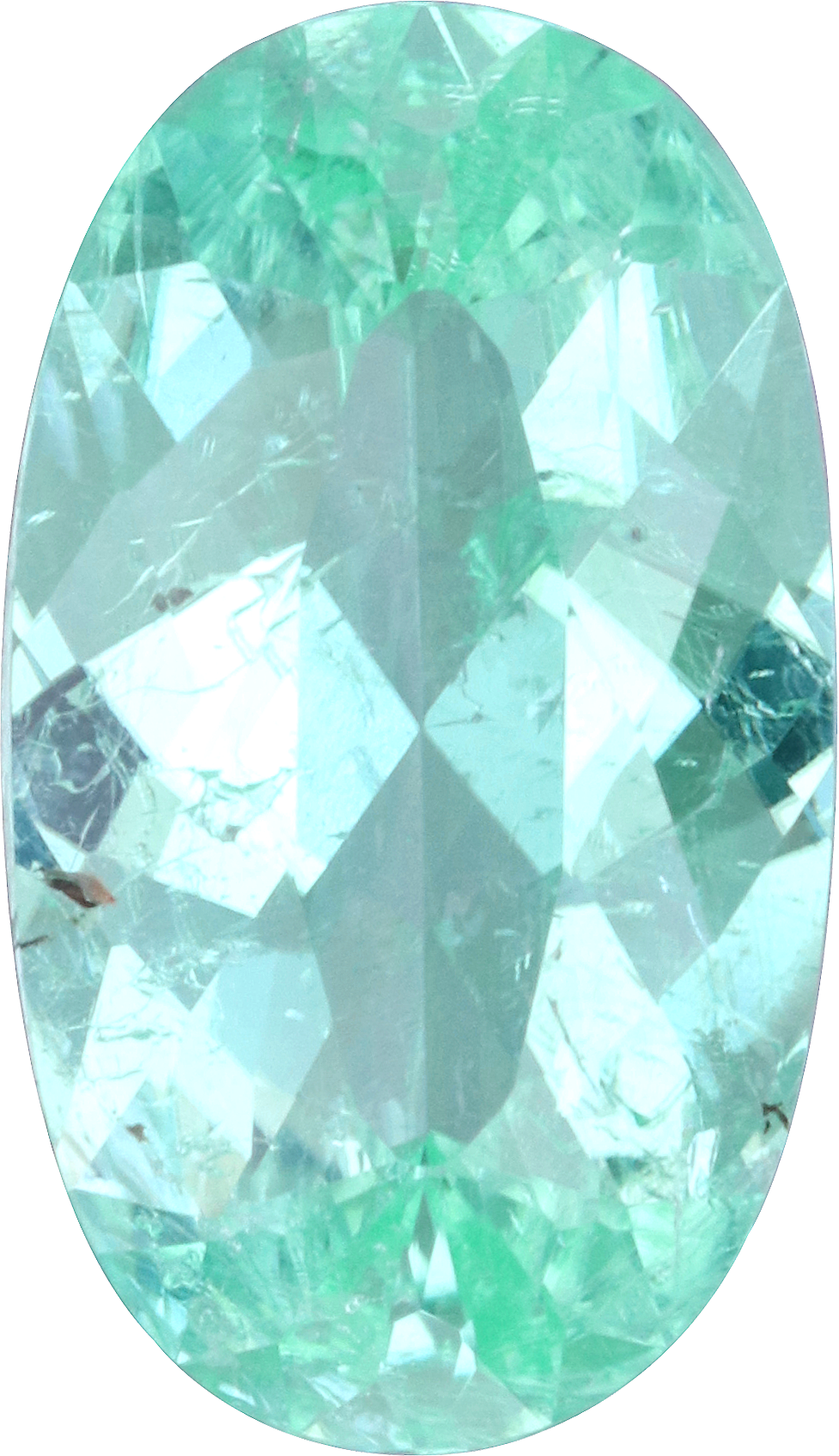 Oval cut paraiba tourmaline, 12.39 by 7.17 mm, shown at actual size