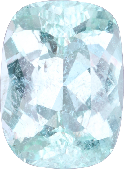 Cushion cut paraiba tourmaline, 11.94 by 8.72 mm, shown at actual size