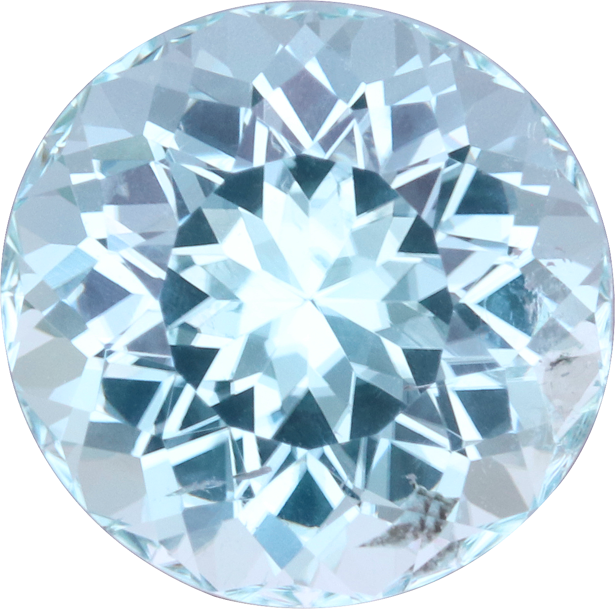 Round cut paraiba tourmaline, 9.08 by 9.05 mm, shown at actual size