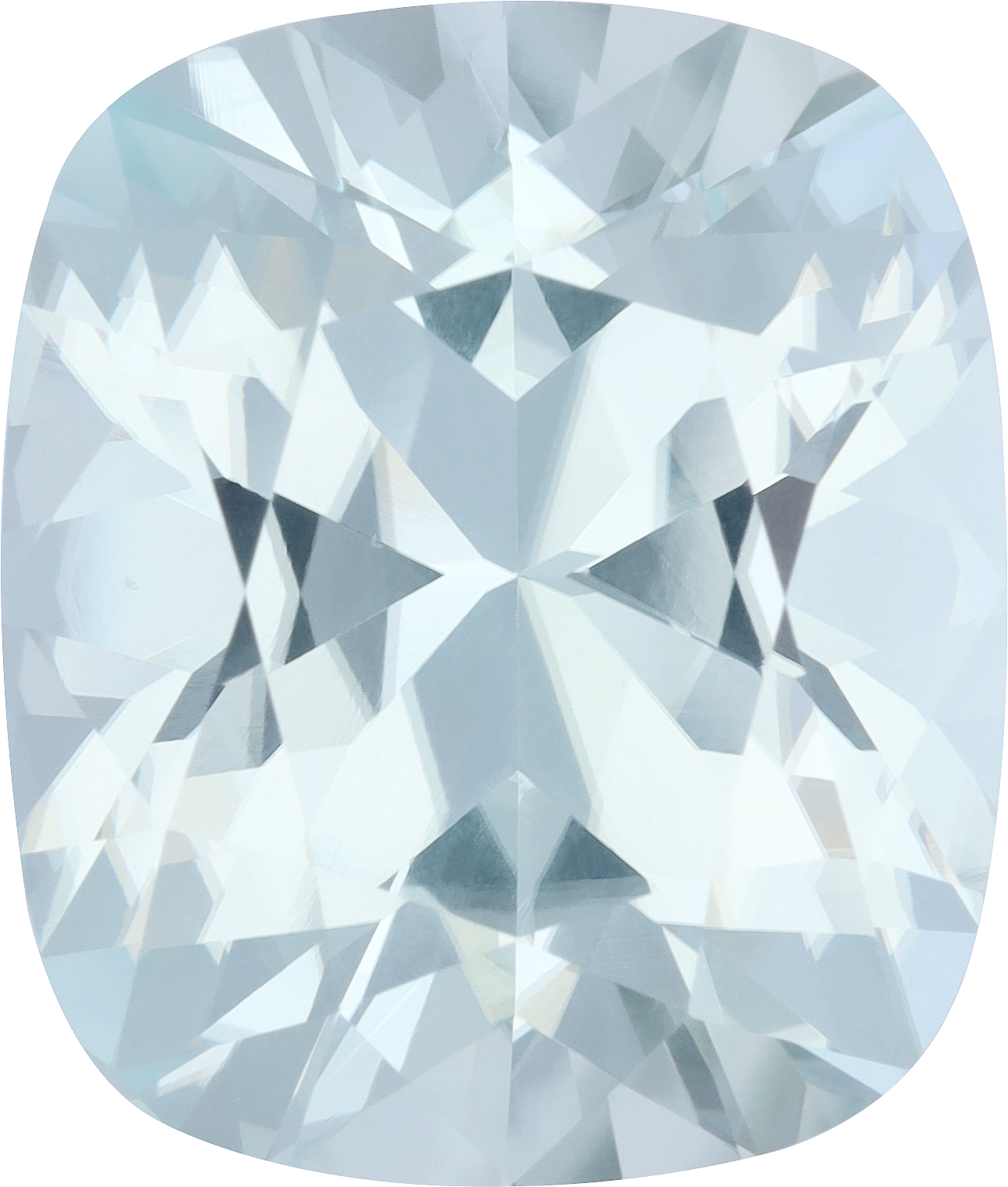 Cushion cut paraiba tourmaline, 20.74 by 17.62 mm, shown at actual size