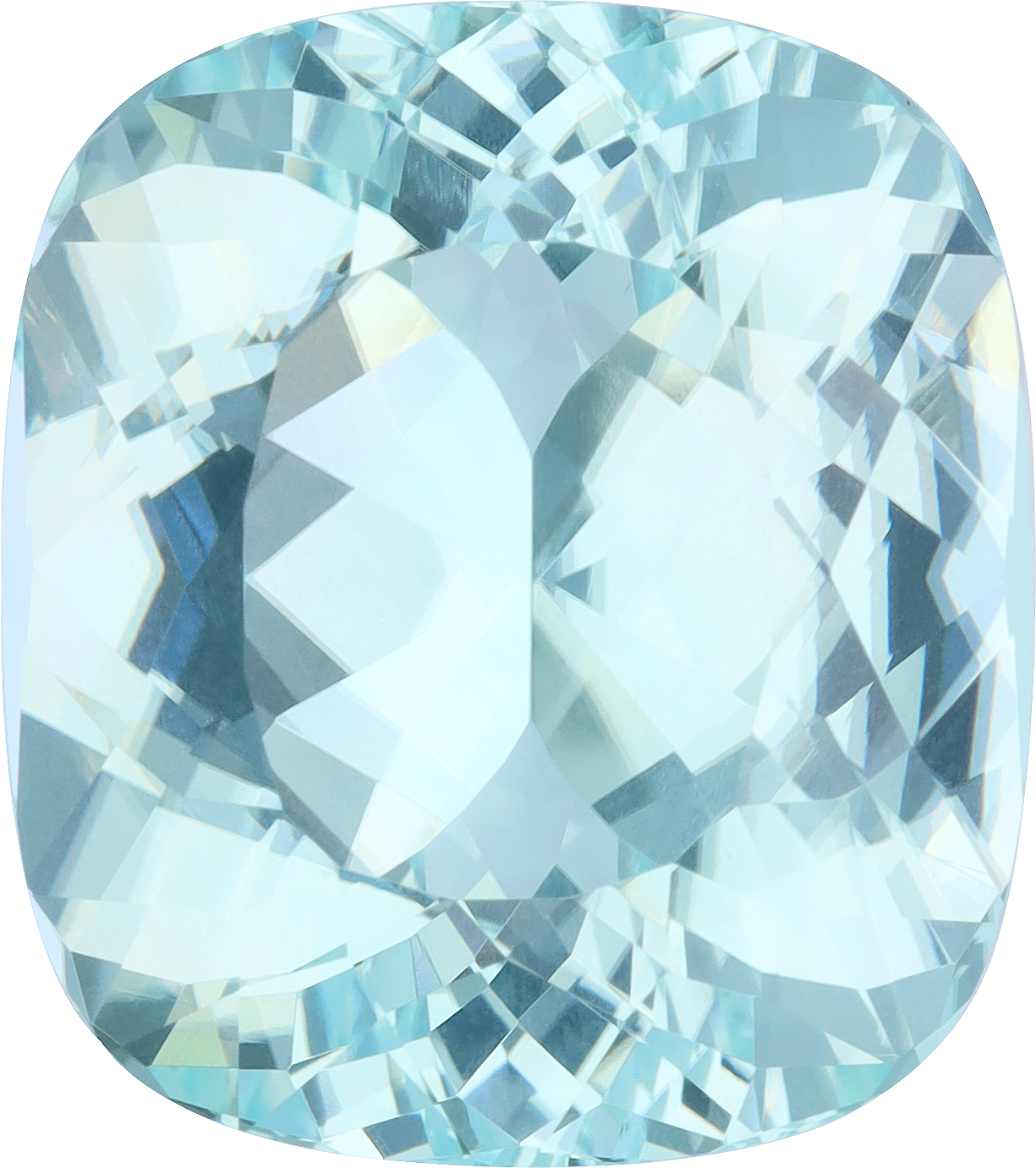 Cushion cut paraiba tourmaline, 22.94 by 20.2 mm, shown at actual size