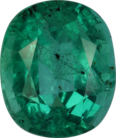 Oval cut zambian emerald, 7.89 by 6.64 mm, shown at actual size