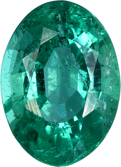 Oval cut zambian emerald, 7.85 by 5.72 mm, shown at actual size