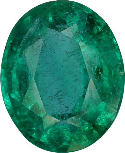 Oval cut zambian emerald, 8.48 by 7 mm, shown at actual size