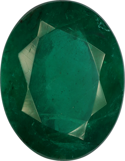 Oval cut zambian emerald, 10.52 by 8.29 mm, shown at actual size