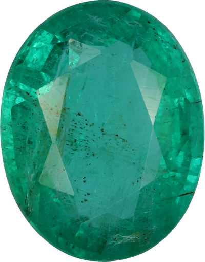 Oval cut zambian emerald, 10.21 by 8.03 mm, shown at actual size