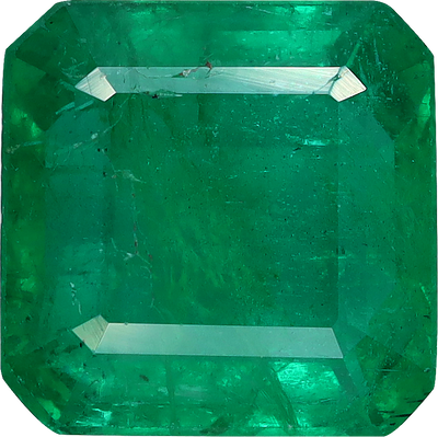 Square cut zambian emerald, 8.67 by 8.67 mm, shown at actual size