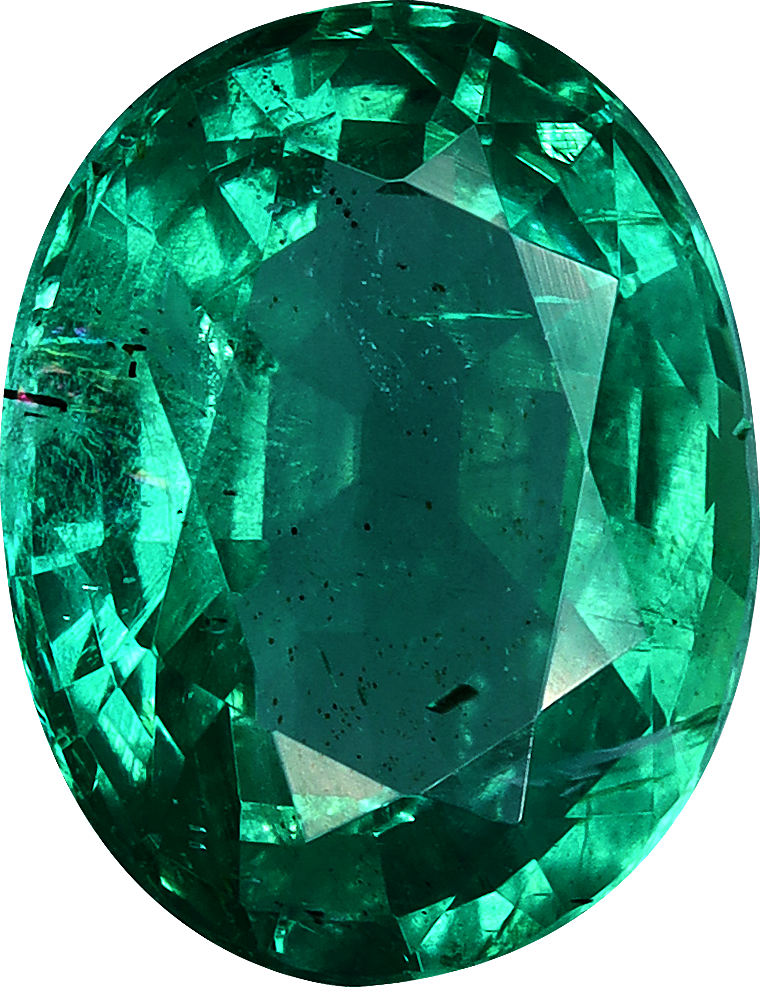 Oval cut zambian emerald, 8.72 by 6.76 mm, shown at actual size