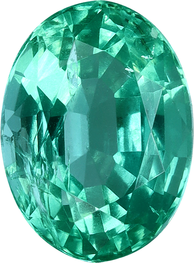 Oval cut zambian emerald, 8.15 by 6.06 mm, shown at actual size