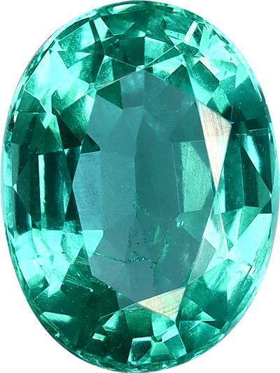 Oval cut zambian emerald, 7.99 by 5.98 mm, shown at actual size