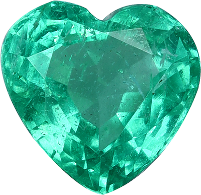 Heart cut zambian emerald, 6.76 by 6.47 mm, shown at actual size
