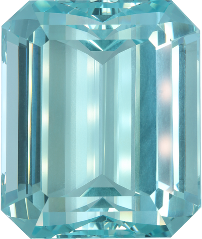 Rectangular cut aquamarine, 41.2 by 34.35 mm, shown at actual size