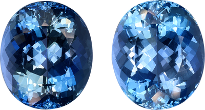 Oval cut aquamarine, 14.25 by 12.2 mm, shown at actual size