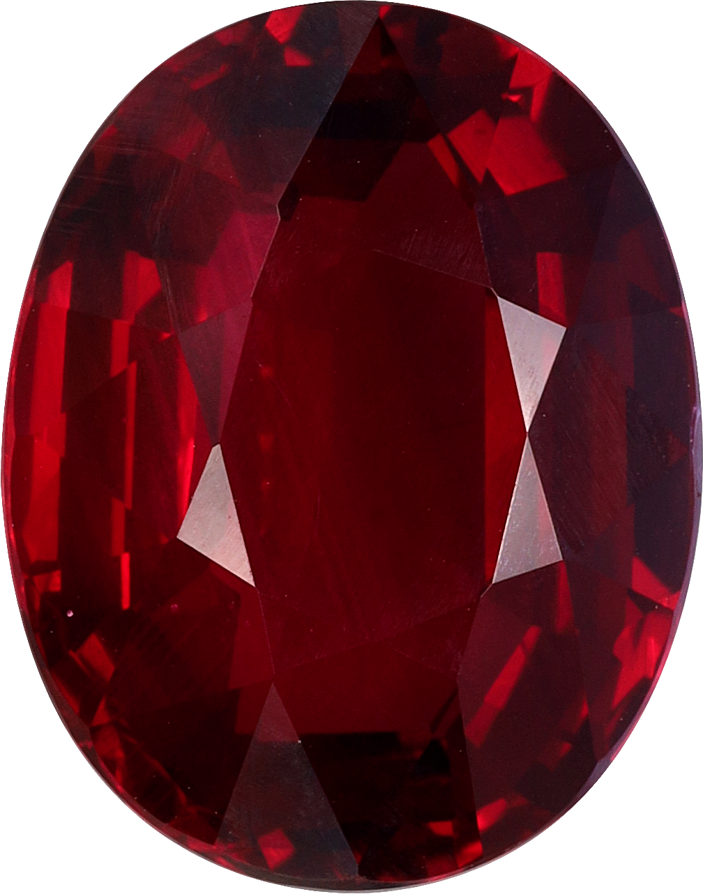 Oval cut mozambique ruby, 11.6 by 9.1 mm, shown at actual size