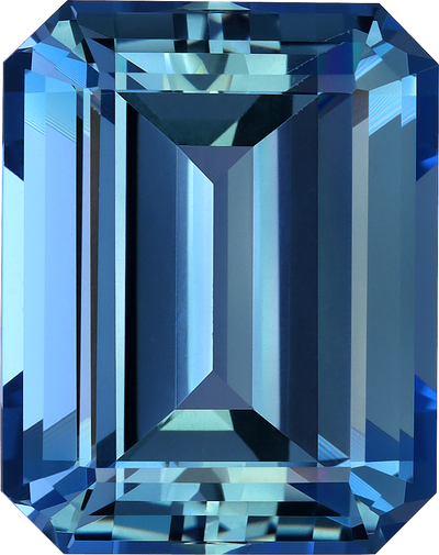 Rectangular cut aquamarine, 18.98 by 15.05 mm, shown at actual size