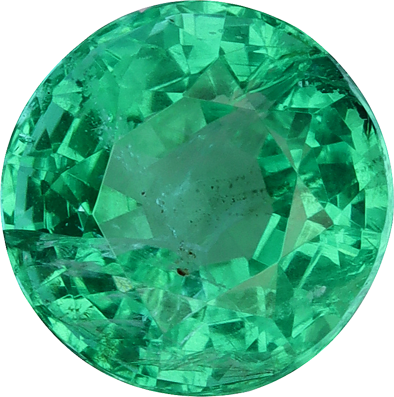 Round cut zambian emerald, 7.13 by 7.06 mm, shown at actual size