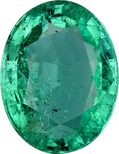 Oval cut zambian emerald, 9.09 by 7.03 mm, shown at actual size
