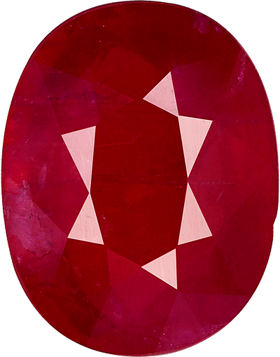 Oval cut mozambique ruby, 7.56 by 5.92 mm, shown at actual size
