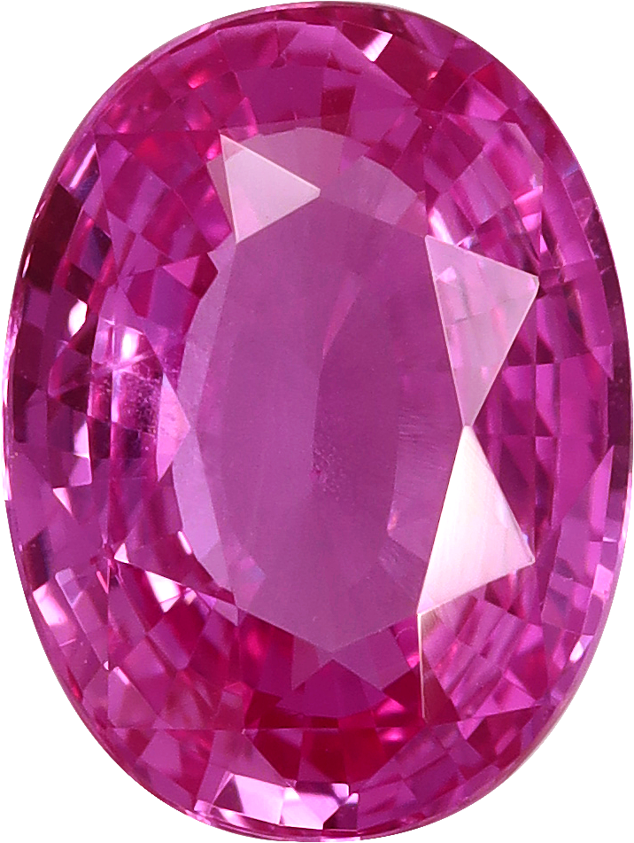 Oval cut pink sapphire, 8.89 by 6.7 mm, shown at actual size