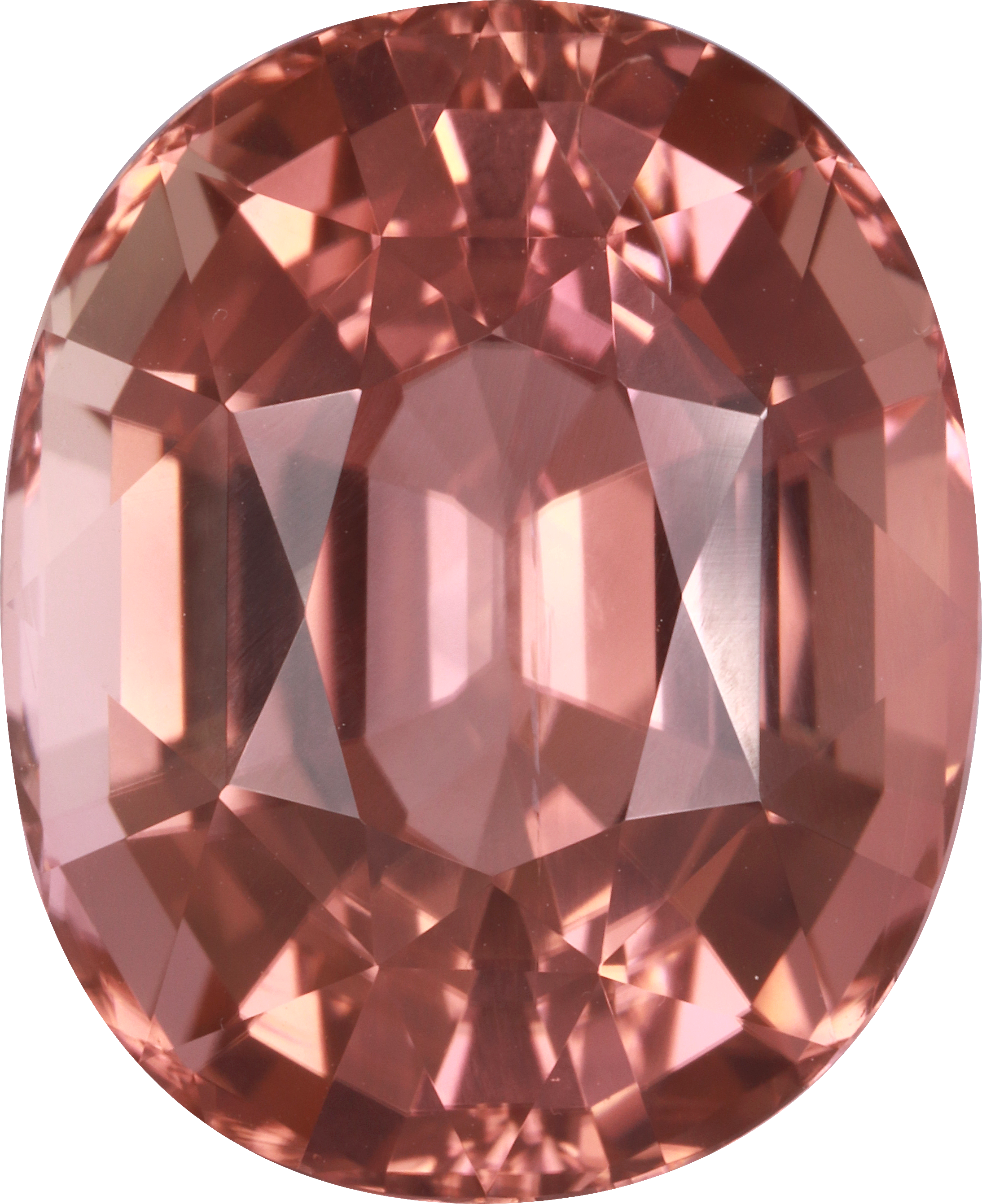 Oval cut pink tourmaline, 20.3 by 16.4 mm, shown at actual size